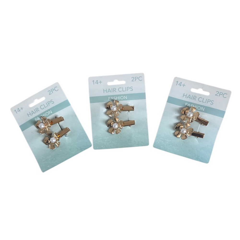 Set of 3 (2x3=6) Minimalist Metal Flower Hair Barrettes
